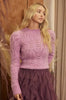 Women's/Junior Pointelle Knit Scalloped Neckline Pullover Sweater - Orchid Pink