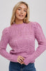 Women's/Junior Pointelle Knit Scalloped Neckline Pullover Sweater - Orchid Pink