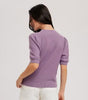 Women's/Junior Puff Sleeve Knit Mockneck Pullover Sweater - Lavender