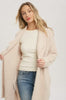 Women's/Junior Soft Fuzzy Drape Front Long Cardigan - Oatmeal