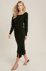 Womens/Junior Square Neck Bow Tie Back Sweater Knit Top - Classic Black