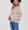 Women's/Junior Knit Boat Neck Flare Sleeve Pullover Sweater - Oatmeal