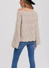 Women's/Junior Knit Boat Neck Flare Sleeve Pullover Sweater - Oatmeal