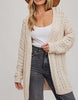 Women's/Junior Cable Knit Cardigan Sweater - Natural