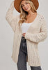 Women's/Junior Cable Knit Cardigan Sweater - Natural