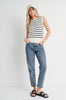 Blu Ivy Sleeveless Classic Striped Knit Tank, B/W