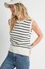 Blu Ivy Sleeveless Classic Striped Knit Tank, B/W