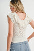 Women's/Junior Blu Flutter Eyelet Knit Sweater Top - Natural