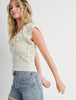 Women's/Junior Blu Flutter Eyelet Knit Sweater Top - Natural