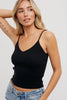 Blu Ivy Ribbed VNeck Tank Top, Black