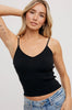Blu Ivy Ribbed VNeck Tank Top, Black