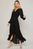 Womens/Junior Ruffled Hem Flowy Wrap Maxi Dress - Classic Black