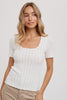 Blu Ivy Scalloped Hem S/S Knit Top, Ivory