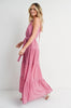 Women's/Junior Tiered Halter Tie Waist Maxi Sun Dress, Orchid Pink