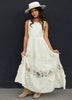 Joyfolie Vintage Guipure Maxi Dress, Bow Back, Gardenia White