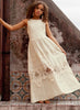Joyfolie Vintage Guipure Maxi Dress, Bow Back, Gardenia White