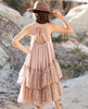 Joyfolie Vintage Layered Lace Hi-Low Dress, Desert Shell