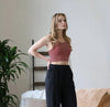 Ladies / Junior Washed Ribbed Seamless Cropped Tank Top - Rust Red