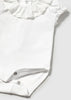 1757 Infant Girls Embroidered Ruffled Collar Snap Bodysuit - White