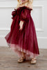 Ollie Jay Velvet Layered Ombre Tulle Gown - Everly Wine & Pink