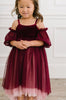 Ollie Jay Velvet Layered Ombre Tulle Gown - Everly Wine & Pink