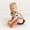 Posh Peanut Ribbed Bamboo 3/4 Sleeve Flutter Dress & Bummies Bloomer Set - Reagan Neutral Sunflowers