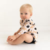 Posh Peanut Ribbed Bamboo 3/4 Sleeve Flutter Dress & Bummies Bloomer Set - Reagan Neutral Sunflowers