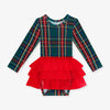 Posh Peanut Bamboo L/S Tulle Skirt Twirl Bodysuit Dress - Tartan Plaid
