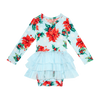 Posh Peanut Bamboo L/S Tulle Skirt Twirl Bodysuit Dress - Winter Lily