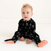 Posh Peanut Bamboo Zippered Footie -  UNISEX Dancing Skelly Skeleton Glow-in-the-Dark