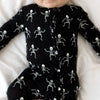 Posh Peanut Bamboo Convertible Zippered Onepiece Romper -  UNISEX Dancing Skelly Skeleton