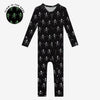 Posh Peanut Bamboo Convertible Zippered Onepiece Romper -  UNISEX Dancing Skelly Skeleton