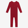 Posh Peanut Ribbed Bamboo Convertible Zippered Onepiece Romper -  UNISEX Solid Dark Red