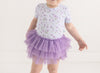 Posh Peanut Bamboo S/S Tulle Skirt Bodysuit Dress - Jeanette Lavender Micro Floral