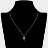 Pave Crystal Stone Pickleball Pendant Necklace: Gold and Black Mannequin