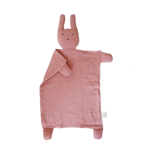 Organic Cotton Muslin Lovey Blanket - Bunny, Peony Pink