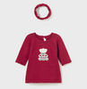 Intarsia Knit Dress & Headband Set, Cherry Bear - Front