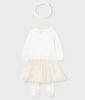Ruffled Collar Bodysuit Tutu & Headband Set - Champagne - Back