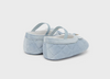 Dressy Quilted Velvet Non-Skid Mary Jane - Chalky Blue - Back View