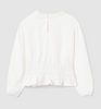 Soft Ruffled Balloon Sleeve Blouse - Natural White - Back