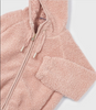 Curly Faux Fur Zippered Hooded Jacket - Pink - Close-up