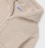 Mayoral Tween/Teen Girls Faux Wool Plush Hooded Zippered Jacket - Chickpea - Close Up
