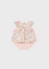 1201 Baby Peplum Top & Tricot Knit Bummie Set - Blush Pink- Front