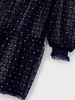 4910 Mini Girls Tulle Overlay Printed Dress - Navy & Gold