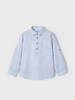 3118 Mini Boy Light Linen Fold-Up Sleeve Collared Shirt - Pearl Blue