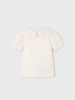 3055 Mini Girls Eco-Sustainable Puff Sleeve Crochet Petal Collar TShirt - Bone