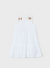 3936 Mini Girls Eco-Sustainable Open Knit Wood Bead Sundress/Swim Cover Up - White