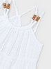 3936 Mini Girls Eco-Sustainable Open Knit Wood Bead Sundress/Swim Cover Up - White
