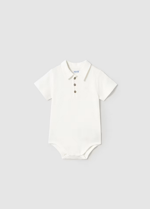 1744 Baby & Toddler Eco-Sustainable Collared Textured Henley Polo - Cream