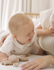 1607 Infant Classic Knit Overall Romper & Shirt Set - UNISEX Neutral Stone Teddy Bear